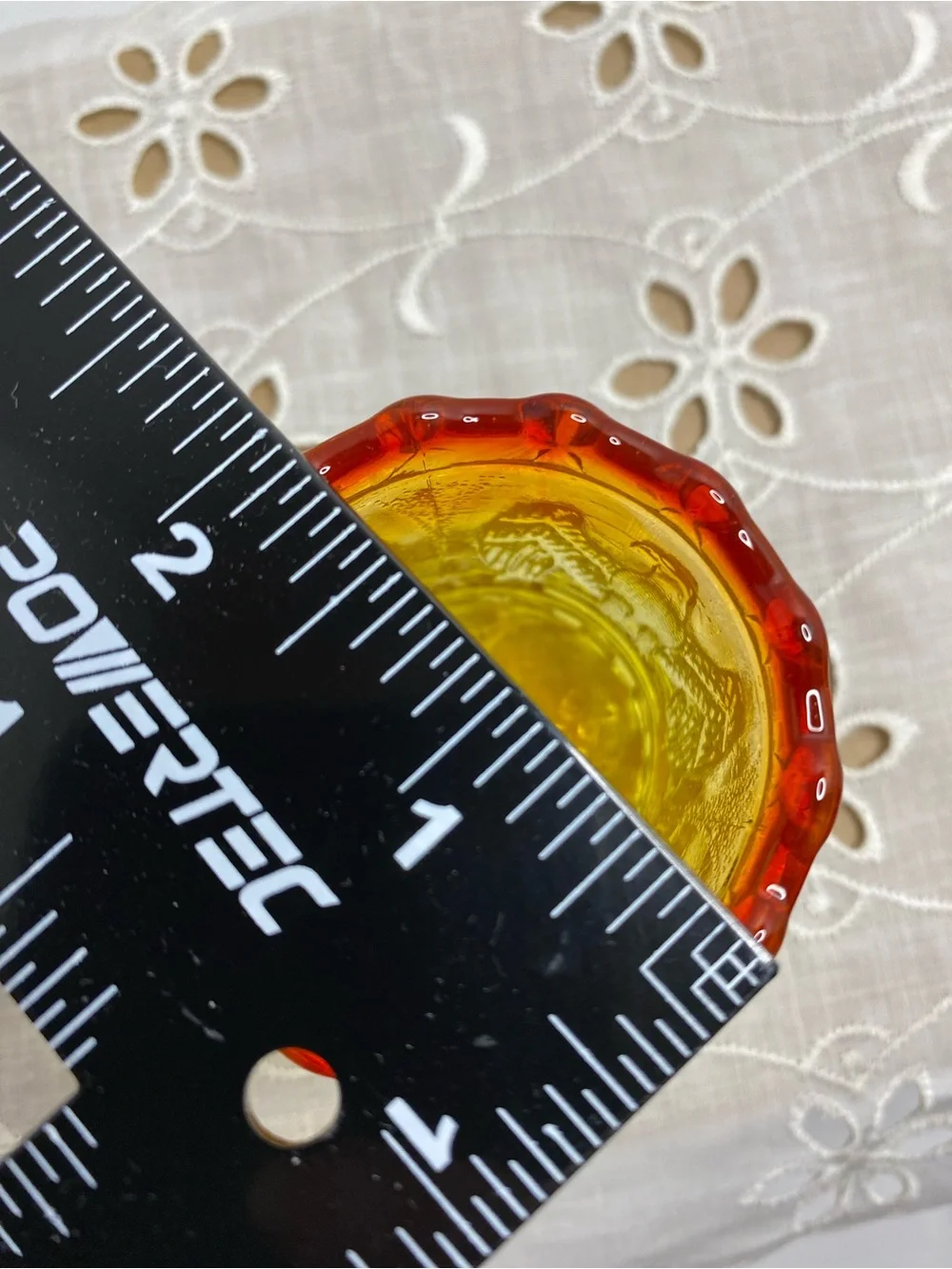 Vintage Kanawha Amberina Glass Toothpick Holder Eagle and Stars Patriotic Design